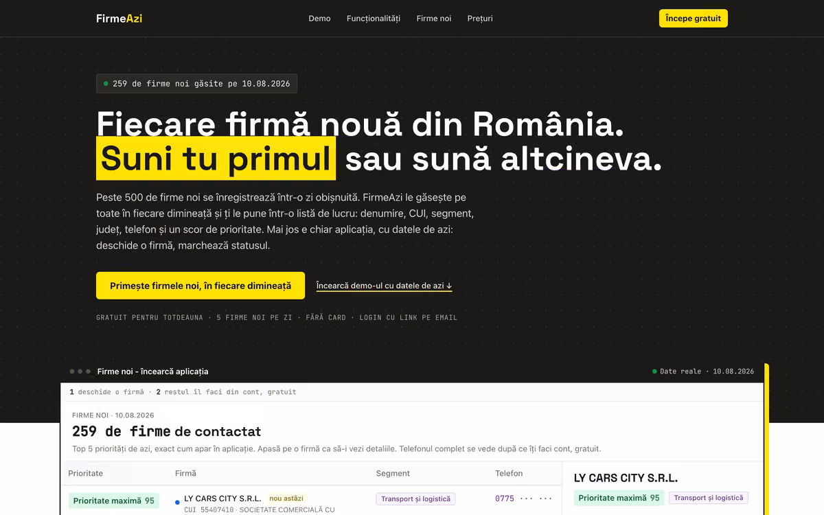 Firme Azi interface, screen 1